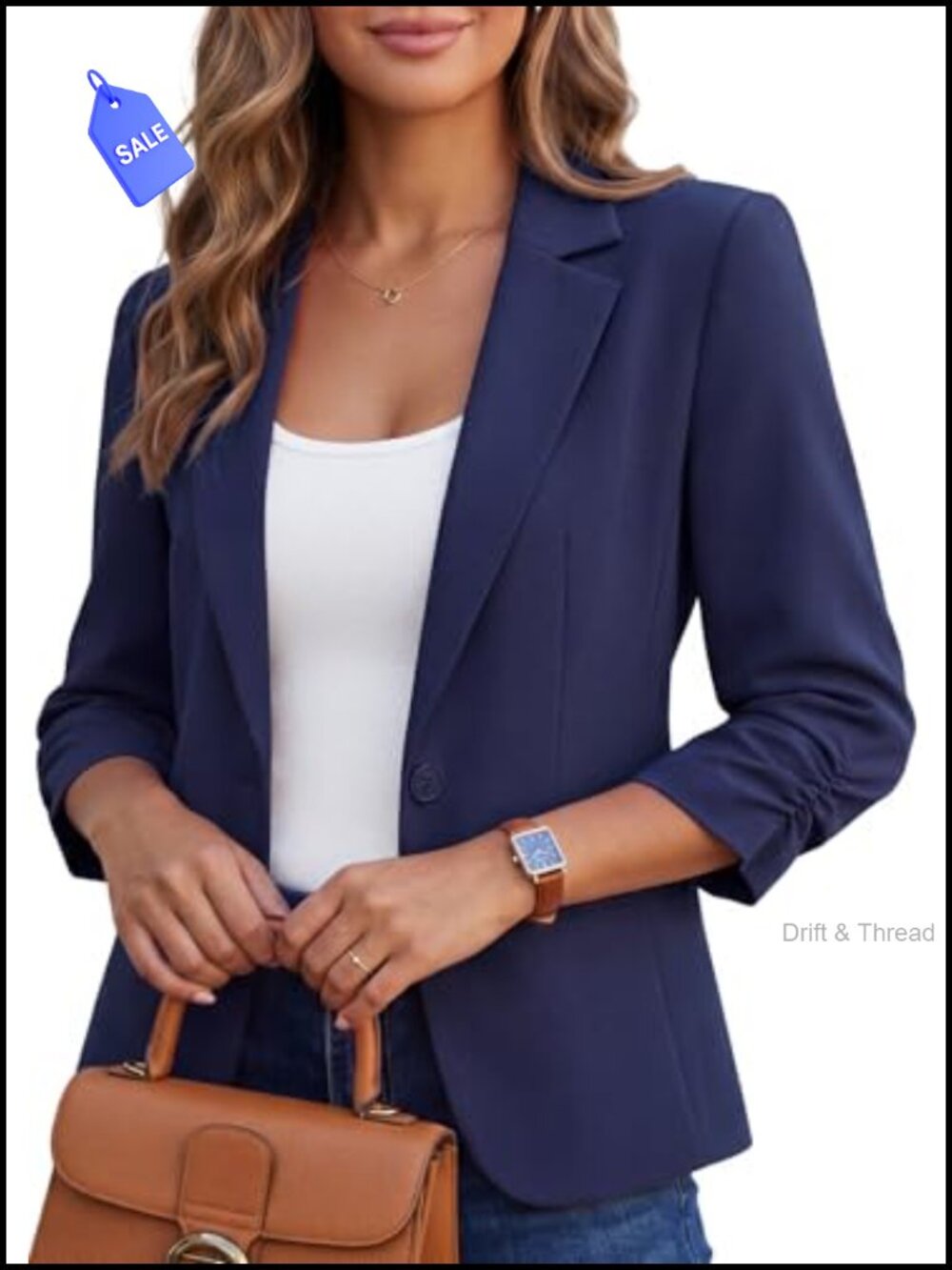 Kelyaa Women's 3/4 Sleeve Blazer Slim Fit Work Suit Jacket